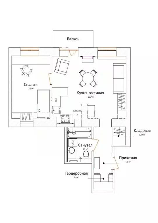 2-к кв. Приморский край, Владивосток просп. Красного Знамени, 38 (45.0 ... - Фото 2