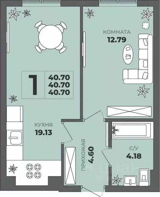 1-к кв. Калининградская область, Калининград ул. Генерала Толстикова, ... - Фото 1
