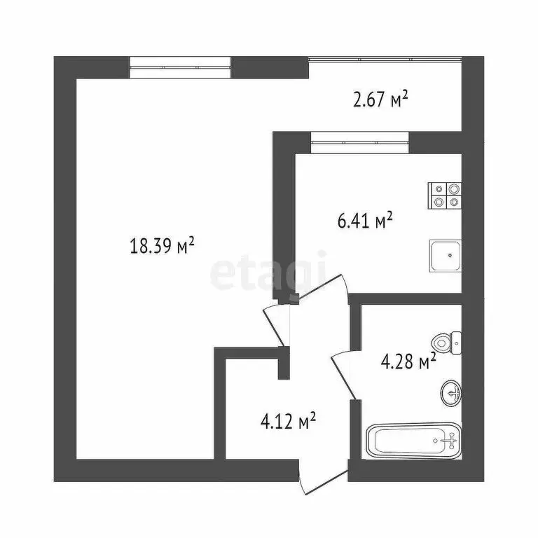 1-комнатная квартира: Тюмень, улица Червишевский Тракт, 45к3 (32.9 м) - Фото 1