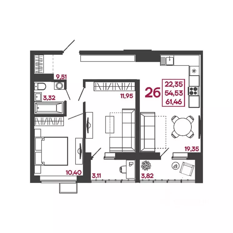 2-к кв. Пензенская область, Пенза ул. Измайлова, 41Б (61.46 м) - Фото 1
