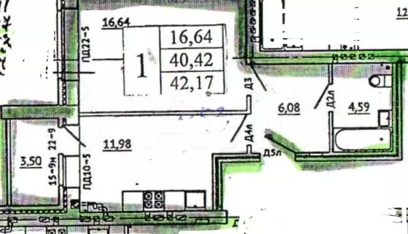 1-к. квартира, 42 м, 4/5 эт. - Фото 0