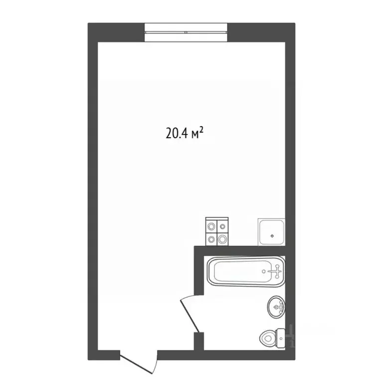 Студия Тюменская область, Тюмень Комбинатская ул., 16к1 (20.4 м) - Фото 2