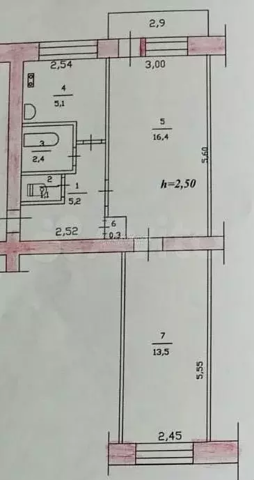 2-к. квартира, 44,9 м, 4/5 эт. - Фото 0