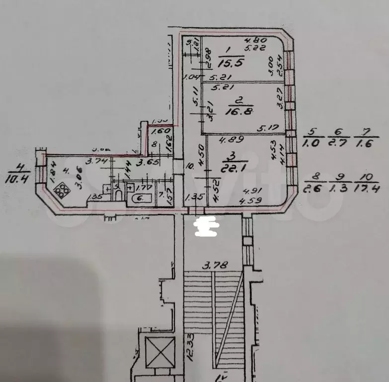 3-к. квартира, 91,4 м, 2/6 эт. - Фото 0