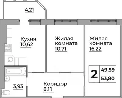 2-к кв. Калужская область, Калуга ул. Первых Коммунаров, 18 (49.59 м) - Фото 0