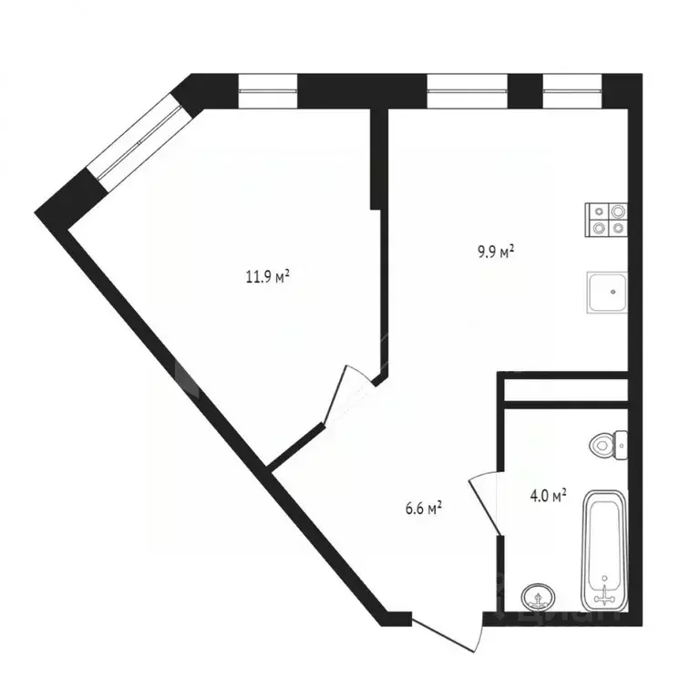 1-к кв. Тюменская область, Тюмень ул. Первооткрывателей, 10 (32.1 м) - Фото 2
