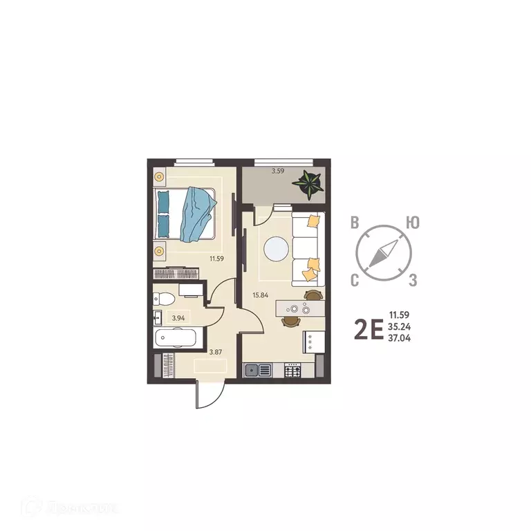 Продаётся 1-к квартира, 37.04 м - Фото 0