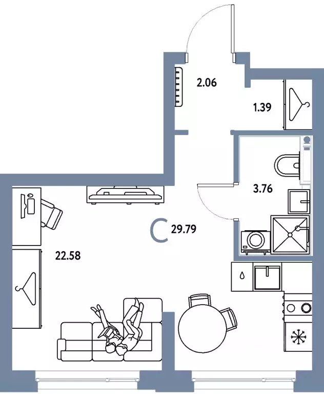Студия Свердловская область, Екатеринбург ул. Шефская, 28А (29.79 м) - Фото 0