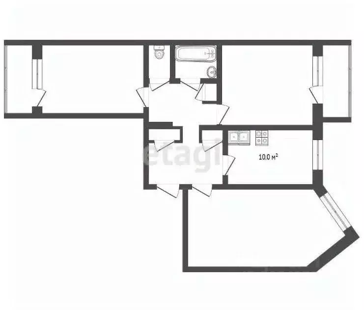 3-к кв. Архангельская область, Архангельск проезд Бадигина, 24 (62.6 ... - Фото 2