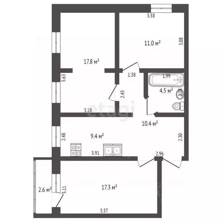3-к кв. Саха (Якутия), Якутск ул. Бестужева-Марлинского, 7/3 (70.4 м) - Фото 1