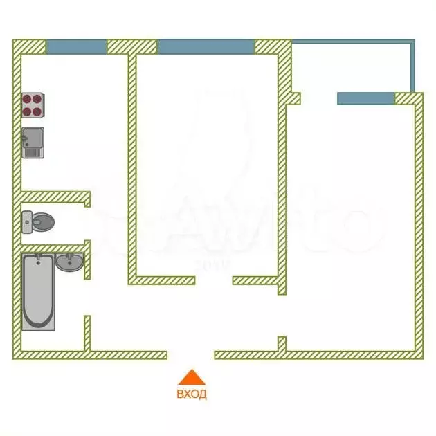 2-к. квартира, 51,1 м, 9/9 эт. - Фото 0