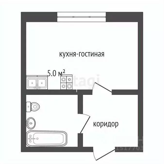 Студия Ямало-Ненецкий АО, Новый Уренгой Восточный мкр, 2/3 (25.2 м) - Фото 2