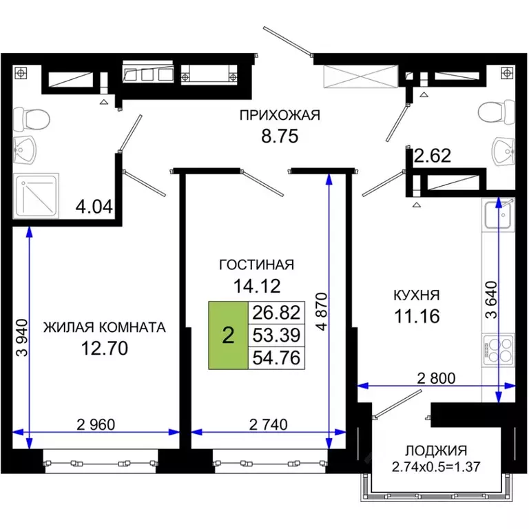 2-к кв. Ростовская область, Ростов-на-Дону Элеваторный пер., 6/3 ... - Фото 1