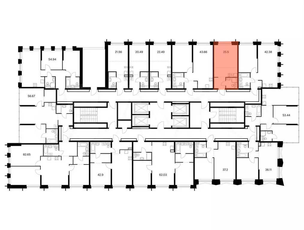 Квартира-студия, 25,5 м, 16/32 эт. - Фото 1