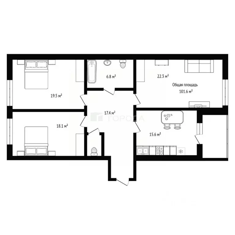 3-к кв. Новосибирская область, Новосибирск ул. Кирова, 32 (101.6 м) - Фото 2