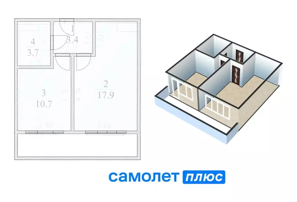 2-комнатная квартира: Кемерово, проспект Химиков, 36к2 (35.7 м) - Фото 1