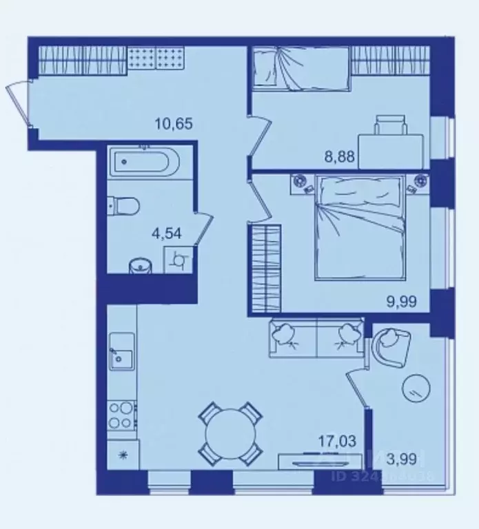 2-к кв. Брянская область, Брянск Новый Город жилой комплекс (55.08 м) - Фото 1