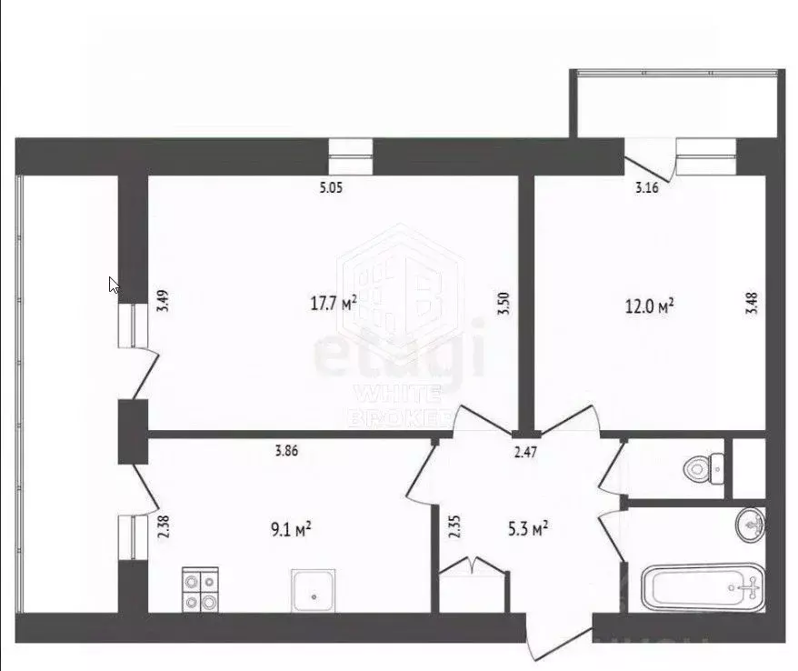 2-к кв. Крым, Ялта ул. Крупской, 19 (61.4 м) - Фото 2