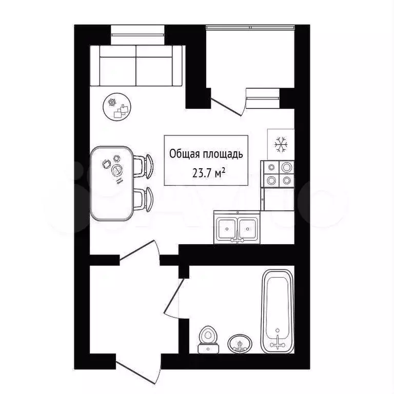Квартира-студия, 23,7 м, 7/10 эт. - Фото 0