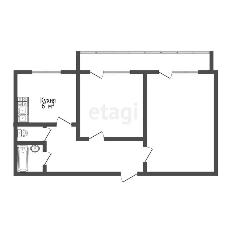 2-комнатная квартира: Тольятти, микрорайон Шлюзовой, Железнодорожная ... - Фото 1