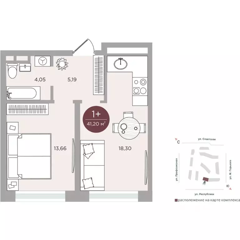 1-к кв. Тюменская область, Тюмень ул. Николая Машарова, 10 (41.2 м) - Фото 1