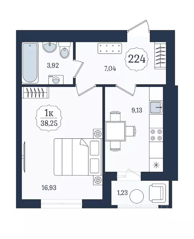 1-к кв. Калининградская область, Зеленоградск  (38.7 м) - Фото 1
