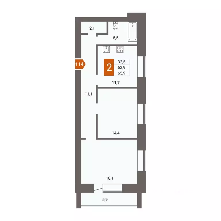 2-к кв. Забайкальский край, Чита пос. Текстильщиков, 3-й мкр, 21 (66.4 ... - Фото 1