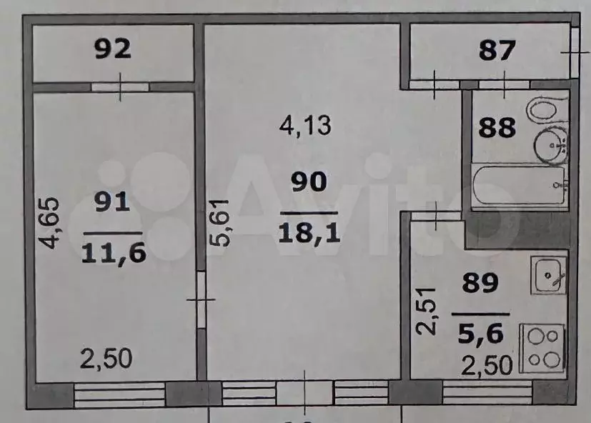 2-к. квартира, 43,6 м, 4/5 эт. - Фото 0