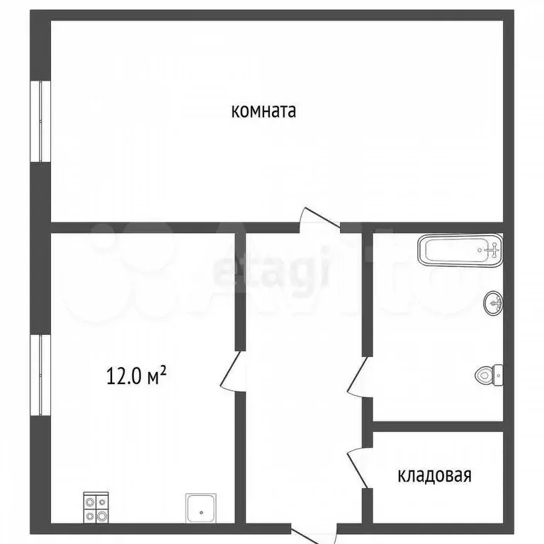 1-к. квартира, 43,8 м, 2/3 эт. - Фото 0