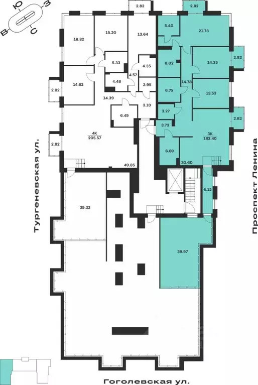 3-к кв. Тульская область, Тула Гоголевская ул., 43 (183.4 м) - Фото 1