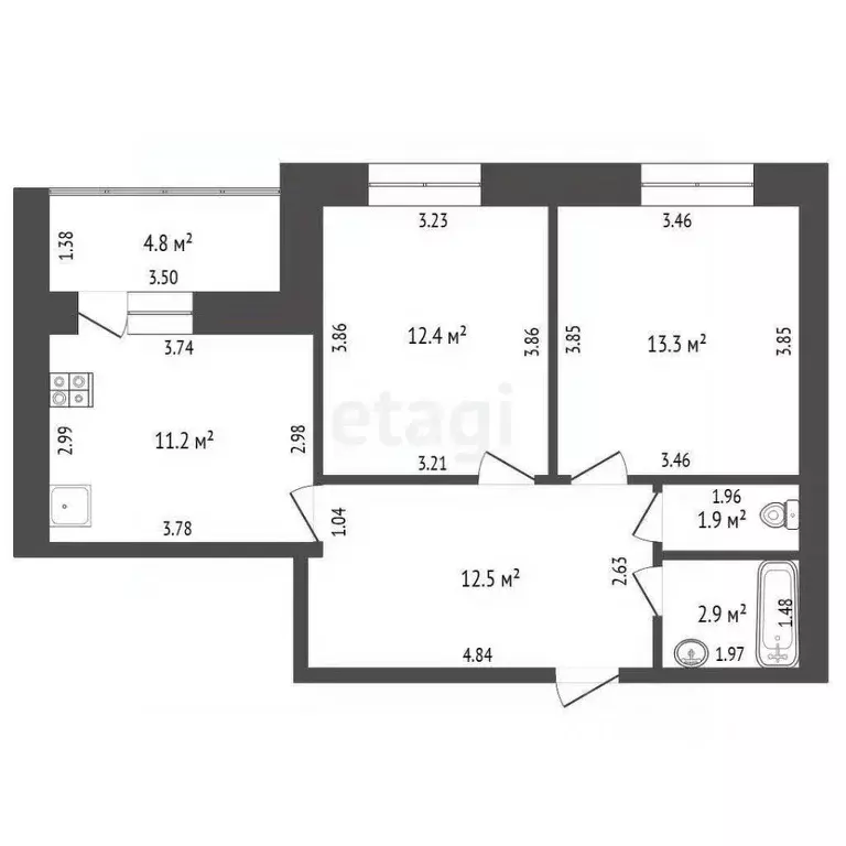 3-к кв. Башкортостан, Стерлитамак Солнечный мкр, ул. Юрматинская, 12 ... - Фото 2