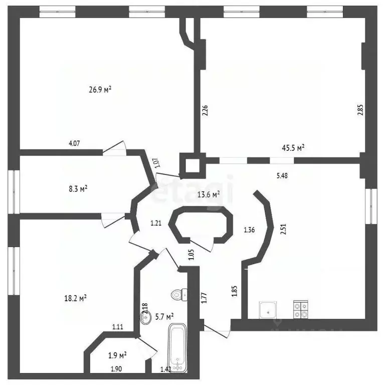 3-к кв. Тюменская область, Тюмень Водопроводная ул., 15 (119.0 м) - Фото 1