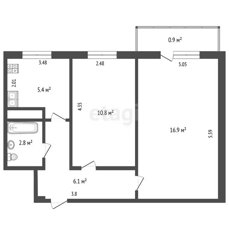 2-комнатная квартира: Печоры, Заводская улица, 3Б (42 м) - Фото 1