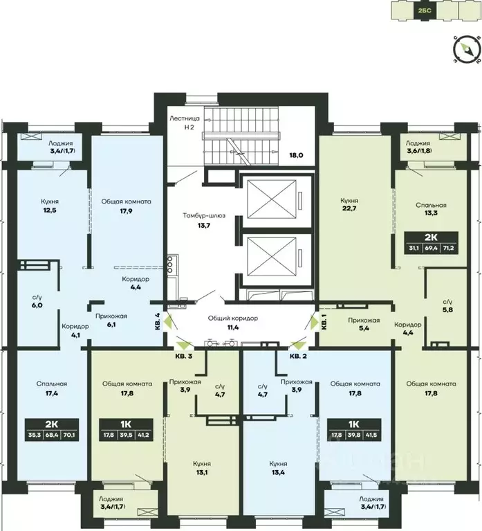 1-к кв. Новосибирская область, Новосибирск Гренландия жилой комплекс ... - Фото 2