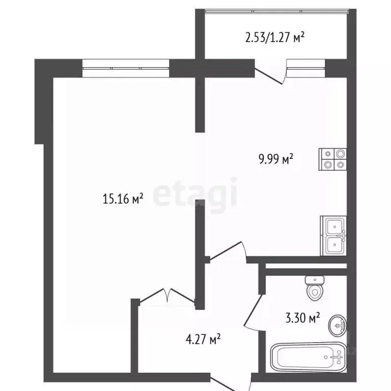 1-к кв. Кемеровская область, Кемерово ул. 2-я Заречная, 3 (32.0 м) - Фото 2
