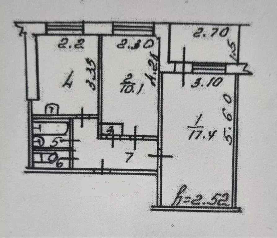 2-к кв. Кемеровская область, Новокузнецк просп. Запсибовцев, 15 (44.0 ... - Фото 1