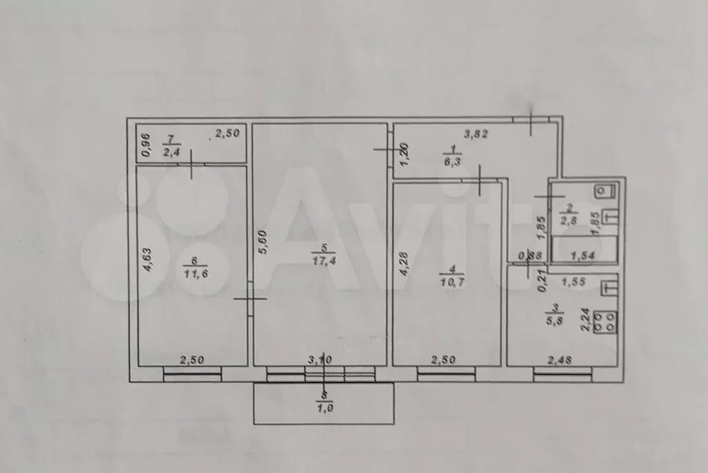 3-к. квартира, 57 м, 2/5 эт. - Фото 0