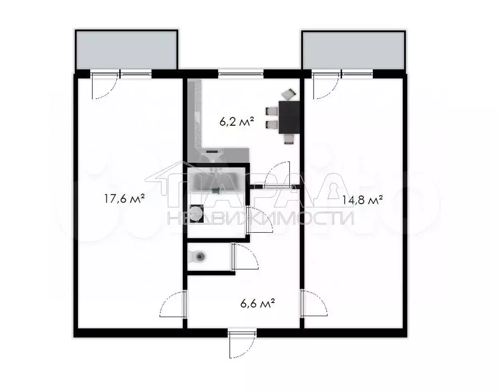 2-к. квартира, 48,8 м, 2/2 эт. - Фото 0