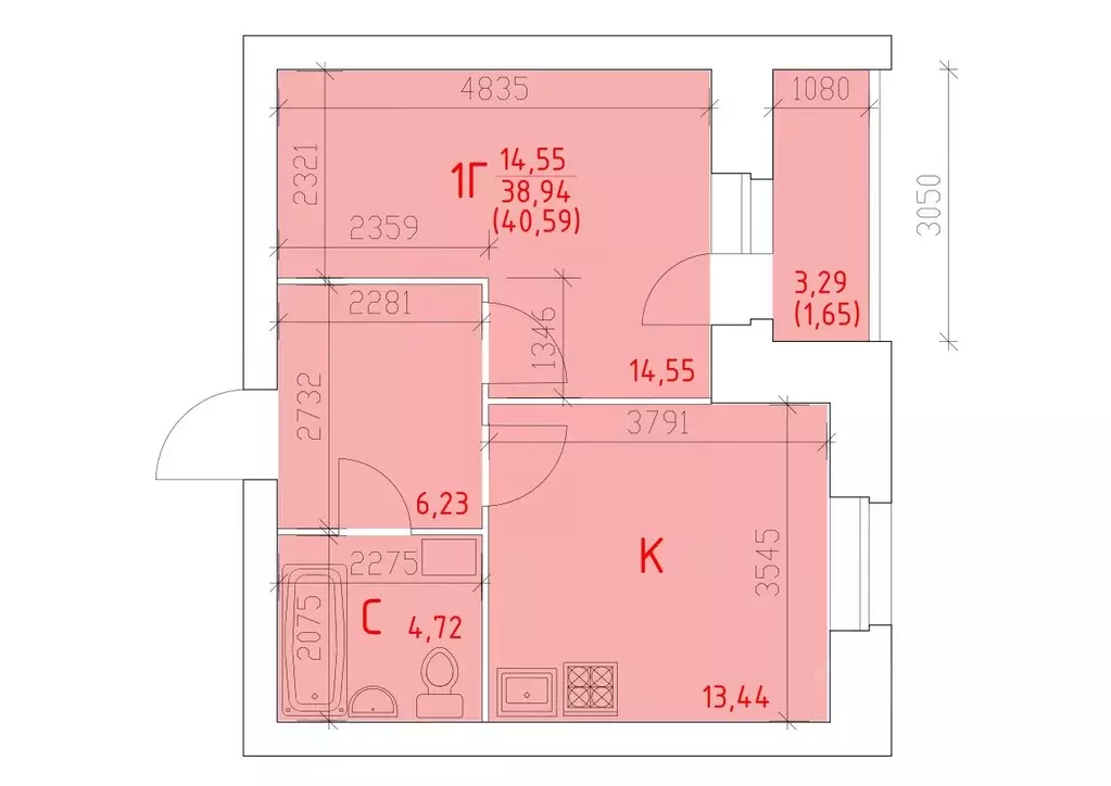 1-к кв. Вологодская область, Череповец 109-й мкр,  (40.59 м) - Фото 1