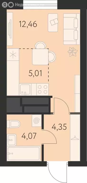 Квартира-студия: Екатеринбург, улица Академика Ландау, 41 (25.89 м) - Фото 0