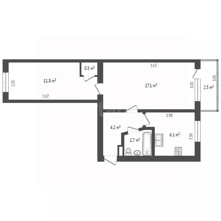 2-к кв. Севастополь ул. Маршала Блюхера, 22 (43.2 м) - Фото 1