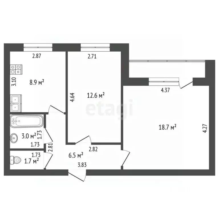 2-к кв. Ульяновская область, Новоульяновск городской округ, с. Криуши ... - Фото 1