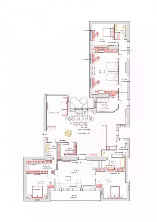 Свободной планировки кв. Санкт-Петербург ул. Чайковского, 61 (351.6 м) - Фото 1