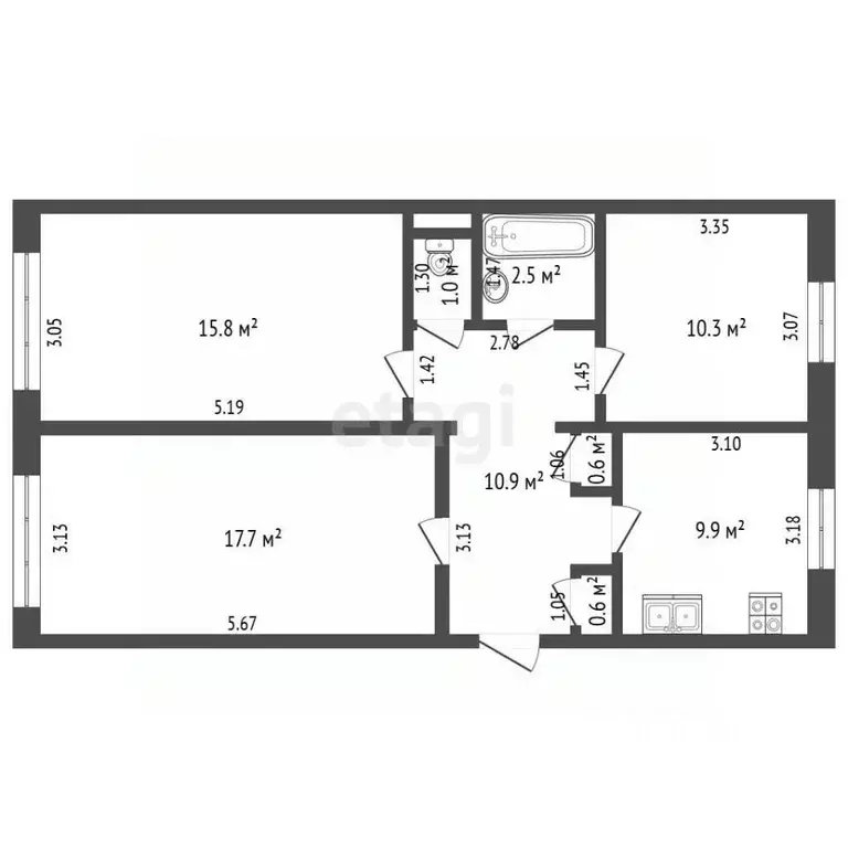 3-к кв. Забайкальский край, Чита ул. Подгорбунского, 1 (69.3 м) - Фото 2