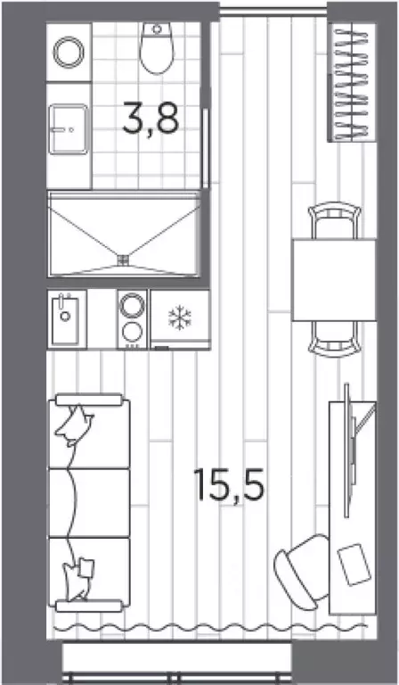 Студия Санкт-Петербург просп. Стачек, 62Е (19.3 м) - Фото 0