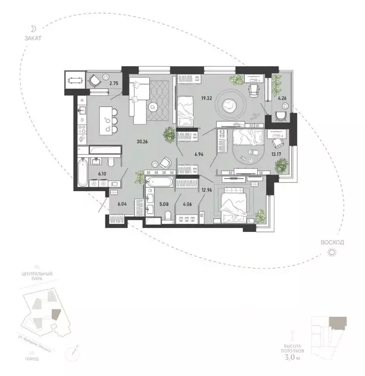 3-к кв. Тульская область, Тула Премьер Парк жилой комплекс (110.94 м) - Фото 1