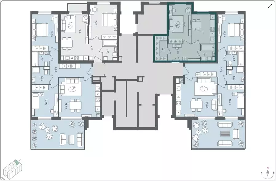 1-комнатная квартира: село Перхушково, микрорайон Равновесие, 10 (40.1 ... - Фото 2