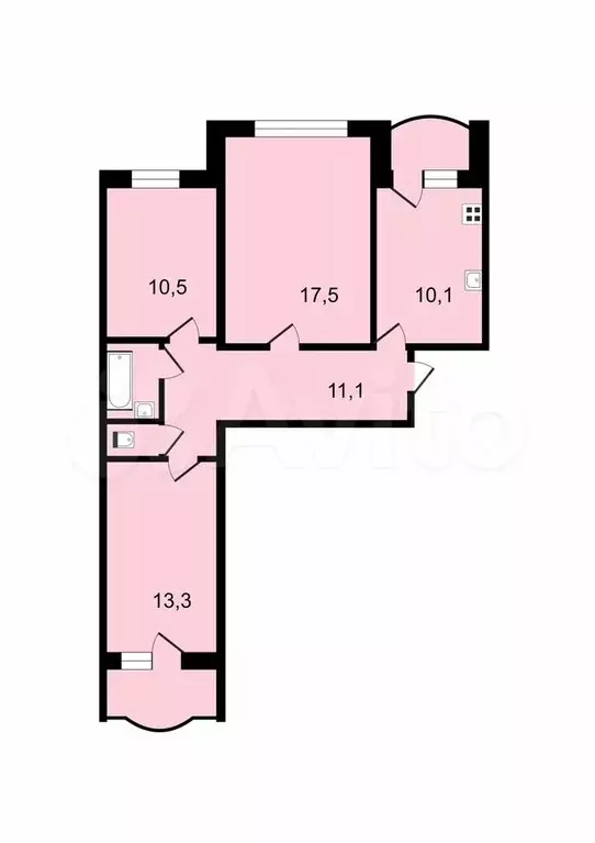 3-к. квартира, 69,1 м, 1/5 эт. - Фото 0