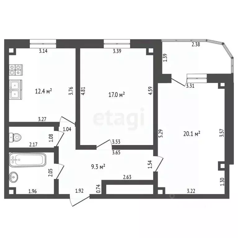 2-к кв. Орловская область, Орел Октябрьская ул., 75 (65.2 м) - Фото 2