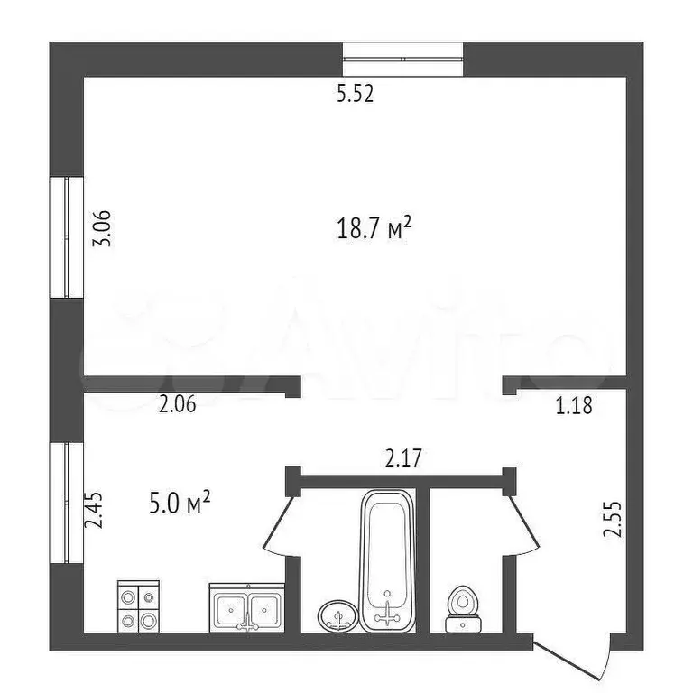 1-к. квартира, 30 м, 5/5 эт. - Фото 0